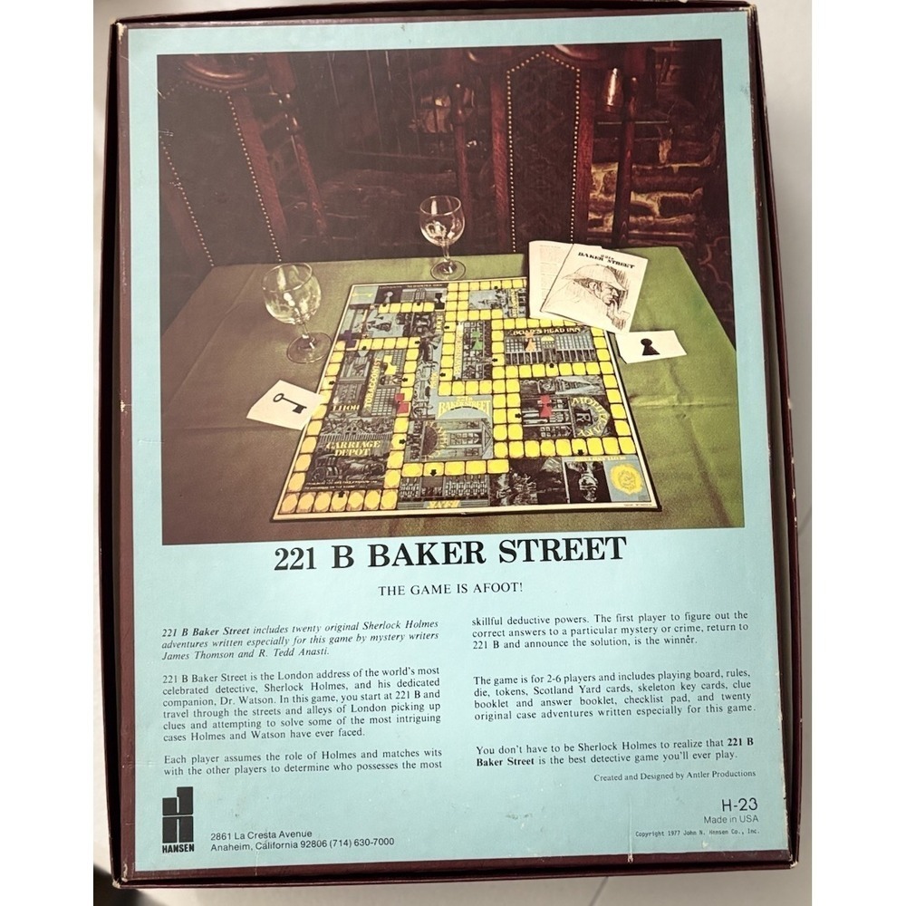 221B Baker Street The Master Detective Game Vintage 1977 Hansen Games - Picture 4 of 6